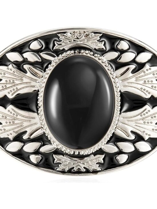 Other - Men's Black 2 Vintage American Western Cowboy Turquoise Stone Belt Buckle